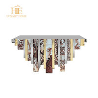 Table console de luxe, design en bois massif, feuille d'or, décoration murale pour couloir, table d'entrée, meubles sur mesure
