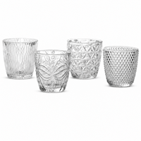 Porte-bougie chauffe-plat en verre texturé à paroi épaisse, gobelet en verre transparent, décoration pour la maison, mariage, fête