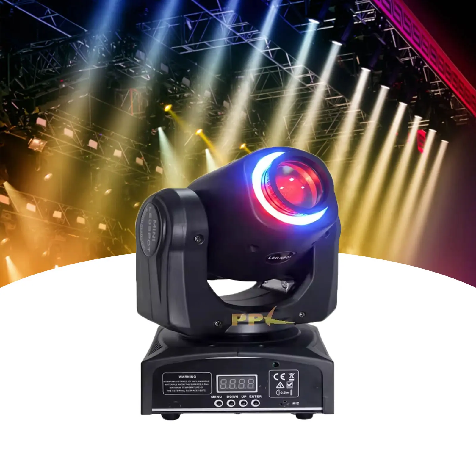Novo Mini LED 30W para iluminação de palco, cabeça móvel 2 em 1, luz de palco com efeito arco-íris halo, iluminação ideal para palco de discoteca