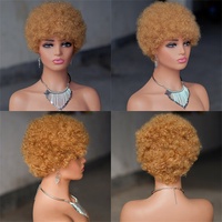 Perruque en cheveux humains afro bouclés crépus de qualité européenne en gros, brun clair, dentelle, fabrication mécanique, longueur courte