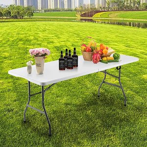 Ngoài trời 6ft dễ dàng làm sạch di động hình chữ nhật màu trắng HDPE gấp nửa dài nhựa bảng cho cắm trại dã ngoại Tiệc tiệc sự kiện bên - Product Image 6