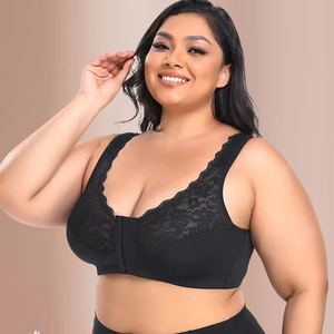 Sexy Plus <span class=keywords><strong>Size</strong></span> Push-Up-BH für Damen Nahtloses Design Front verschluss Volle Abdeckung Deep Cup <span class=keywords><strong>XXL</strong></span> XXXL 4XL 5XL Solid Bestickt - Product Image 1