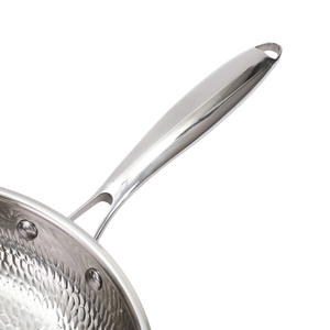 코팅 없음 트리플 스테인레스 스틸 프라이 팬 망치 패턴 8/10/12 인치 요리 팬 20/24/28cm 티타늄 프라이팬 금속 재료 - Product Image 5