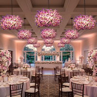 Décoration de mariage, lustre floral LED, fleurs de cerisier artificielles, luminaire suspendu, lampe de plafond romantique, décoration d'événements et de réceptions