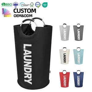 Sac <span class=keywords><strong>de</strong></span> rangement pliable pour linge avec cadre en aluminium, panier à linge imperméable en tissu Oxford grande capacité, logo personnalisé pour les commandes en gros - Product Image 1