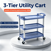 Chariot de service traiteur à trois niveaux, chariot de repas silencieux pour hôtel, chariot à outils multifonctionnel épaissi, vente en gros