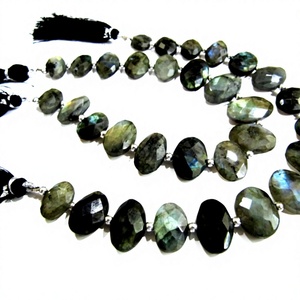 Natural Labradorite Oval Faceted Beads 10x13mm to 13x18mm Genuine Stone Strand for <b>Necklace</b> Making 9 Inches <b>Long</b> - Product Image 1