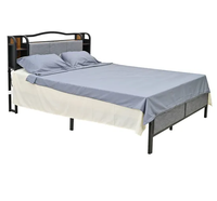 Cadre de lit de luxe traditionnel extensible et pliable avec tête de lit de rangement, disponible en tailles double, twin, king et queen, idéal pour appartement