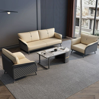Ensemble de canapés inclinables de loisirs en cuir haut de gamme, design moderne, pour bureau, bon design, canapé 1+1+3