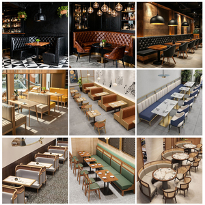 Tùy Chỉnh Sang Trọng Thương Mại Nhà Hàng Đồ Nội Thất Sofa Gian Hàng Chỗ Ngồi Và Bàn Đặt Gỗ Hiện Đại Bàn Và Ghế Cho Nhà Hàng - Product Image 5