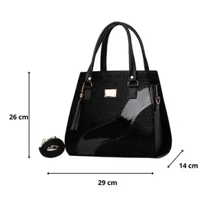Sac à main en cuir noir pour femme Fana Marian avec broderie de plumes et décorations de perles, élégant sac à main pour un usage quotidien - Product Image 4