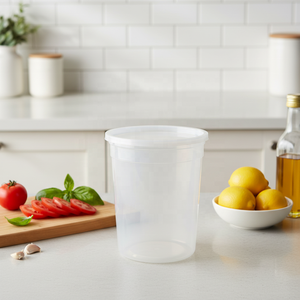 Leakproof Disposable Deli Cup Food Storage Containers with Airtight <b>Lids</b> <b>Microwave</b> Safe Round Plastic Bowls for Soup Prep - Product Image 1