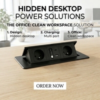 Prise de courant électrique escamotable 16A pour table avec câble rétractable et ports USB A+C, 2 prises pour mobilier de bureau