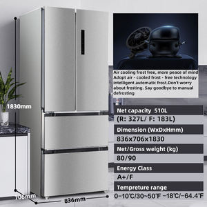 Réfrigérateurs à porte française de luxe 510L, réfrigérateur de haute qualité à onduleur pour la maison, prix d'usine, OEM, réfrigérateur domestique BCD-523W - Product Image 2