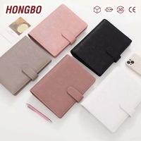 Hongbo meilleure vente A5 Saffiano Epi cuir couverture rigide 35MM argent anneau lié Budget liant planificateur Agenda Journal couverture de cahier