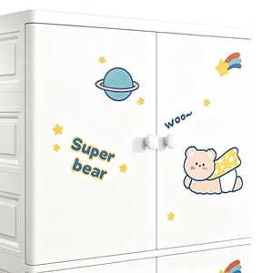 Armario de Plástico para Niños con Diseño de Dibujos Animados, Mueble de Dormitorio para Guardar Ropa, 70x40x137cm - Product Image 4
