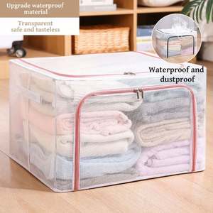 25/66/100L <b>Large</b> Capacity Wardrobe Foldable Clothes Storage Organizer Bag Steel Frame Waterproof Storage Box - Product Image 6