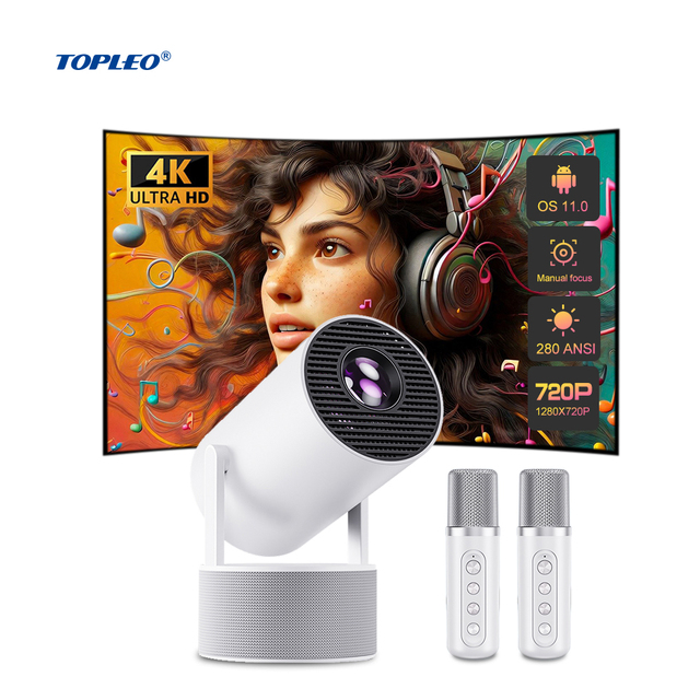 Topleo Wifi Android 11 Video Projector Karaoke And Movies Proyector Smart Hy300 Pro Ktv Home Theater 4k Mini Portable Projector