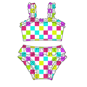 Costume da Bagno <span class=keywords><strong>Due</strong></span> Pezzi per Bambine Ruiidan, Stampa Personalizzata, Ultra Elastico, Asciugatura Rapida, UPF 50+, Spandex Nylon OEM - Product Image 5