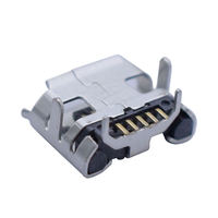 Conector Micro USB Hembra Tipo B de 5 Pines, Receptáculo de Montaje Superficial SMD, Carcasa de Níquel Chapada en Oro, 4 Pestañas de Montaje para Cable de Carga