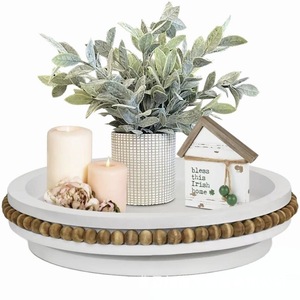 Plateau rond en bois pour bougies et aromathérapie, plateau à gâteau de restaurant, plateau à perles en bois, rotatif - Product Image 3