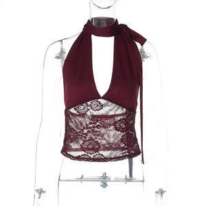 19 Lady Sey Patcwork Top de encaje sin tirantes con escote en V profundo - Product Image 6