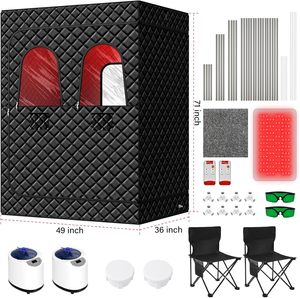 Sauna portable moderne BAFAN avec vapeur infrarouge à lumière rouge 660 nm et 850 nm pour 2 personnes, utilisation à domicile - Product Image 5