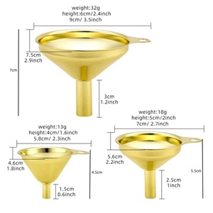 Buytuy Honbu 304 Stainless Steel Gold Cone Funnel Set For Oil Wine Kitchen Dispensing - Product Image 5