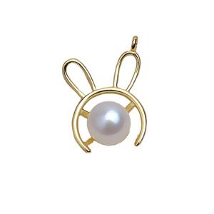 Colgante de Conejo de Plata S925 con Perla de 8-10 mm, Accesorios para DIY, Bandeja Vacía, Fornituras y Componentes de Joyería del Zodiaco 3982 - Product Image 5