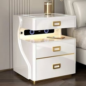 Hiện đại sang trọng thông minh Bàn Cạnh Giường ngủ với đèn LED không dây sạc, an toàn Bluetooth Loa phòng ngủ bằng gỗ lưu trữ đồ nội thất - Product Image 6
