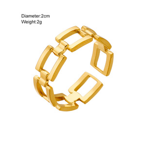 Geometric <b>Square</b> Opening <b>Adjustable</b> Ring Gold Unisex Fashion Jewelry Gift - Product Image 3