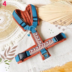 Nefes süper rahat ayarlanabilir Boho dokuma köpek koşum hiçbir çekme yelek özel neopren köpek koşum ve tasma Set - Product Image 1
