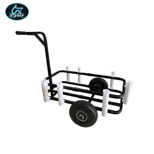 Carrito Plegable para Playa y Pesca con Soportes para Cañas de Pescar, Resistente, Tipo U-boat, Blanco y Negro, 90 kg - Product Image 1