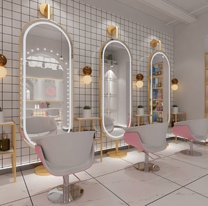 Muebles de Peluquería para Mujer, Espejo de Salón con Luces LED, Estación de Espejos de Estilismo para Peluquería - Product Image 2