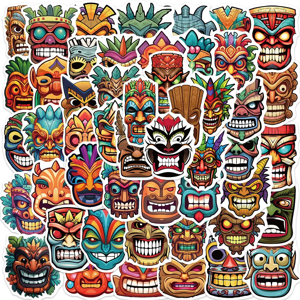 50個アボリジニ部族神秘的なマスク落書きステッカーギフトボトル荷物の装飾ビニール部族トーテムステッカー