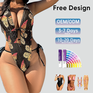 Traje de baño Sexy con cordones recortados para mujer, traje de baño personalizado de corte alto sin espalda, traje de baño de una pieza para mujer, La <span class=keywords><strong>Chica</strong></span> Del Bikini - Product Image 2