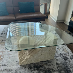 Cổ điển kính hàng đầu vuông làm tổ Bàn cà phê ba cột chân phòng khách mạnh mẽ bên bảng - Product Image 5