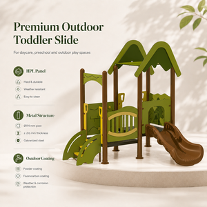 COMPANY Mobilier d'extérieur moderne pour maternelle, <span class=keywords><strong>aire</strong></span> <span class=keywords><strong>de</strong></span> <span class=keywords><strong>jeux</strong></span> compacte en stratifié avec <span class=keywords><strong>toboggan</strong></span> pour garderie et jardin - Product Image 1