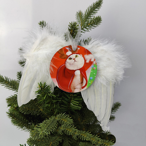 Customized Logo Print Angel Wing <strong>Xmas</strong> Hanging <strong>Wood</strong> Sublimation Blank Feather Wing Christmas Pendant <strong>Tree</strong> - Product Image 2