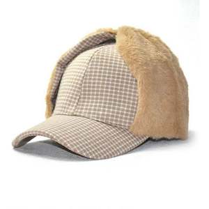 Gorro de Piel Sintética con Orejeras a Cuadros, Personalizado con Logotipo, Gorra de Béisbol Unisex de 6 Paneles, Bordado 3D, Cálido para Invierno - Product Image 3