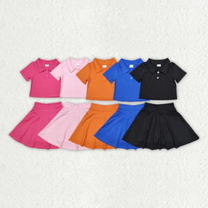 Ensembles de vêtements pour bébés filles, chemise à boutons et jupe, vêtements de sport - Product Image 1