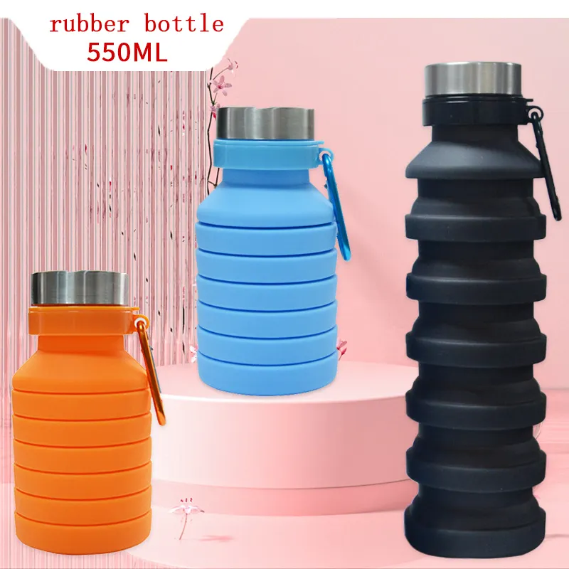 2022 creative new product 550ml outdoor telescopic Expandable portable foldable silicone water bag sports water bottle