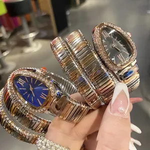 Pulsera de acero inoxidable con forma de serpiente de cuarzo para mujer, reloj de moda, Comercio Exterior, 2023