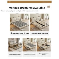 Lit de rangement multifonctionnel moderne en cuir Napa crème et structure en pin, style minimaliste italien, rembourré doux, disponible en 1,8 m double et 1,5 m simple