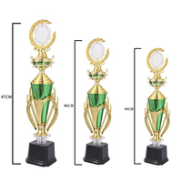 Nuevo Diseño con Partes Superiores Intercambiables, Trofeo Verde de Fútbol y Baloncesto, Diferentes Tamaños, Trofeo de Plástico, Trofeo Personalizado