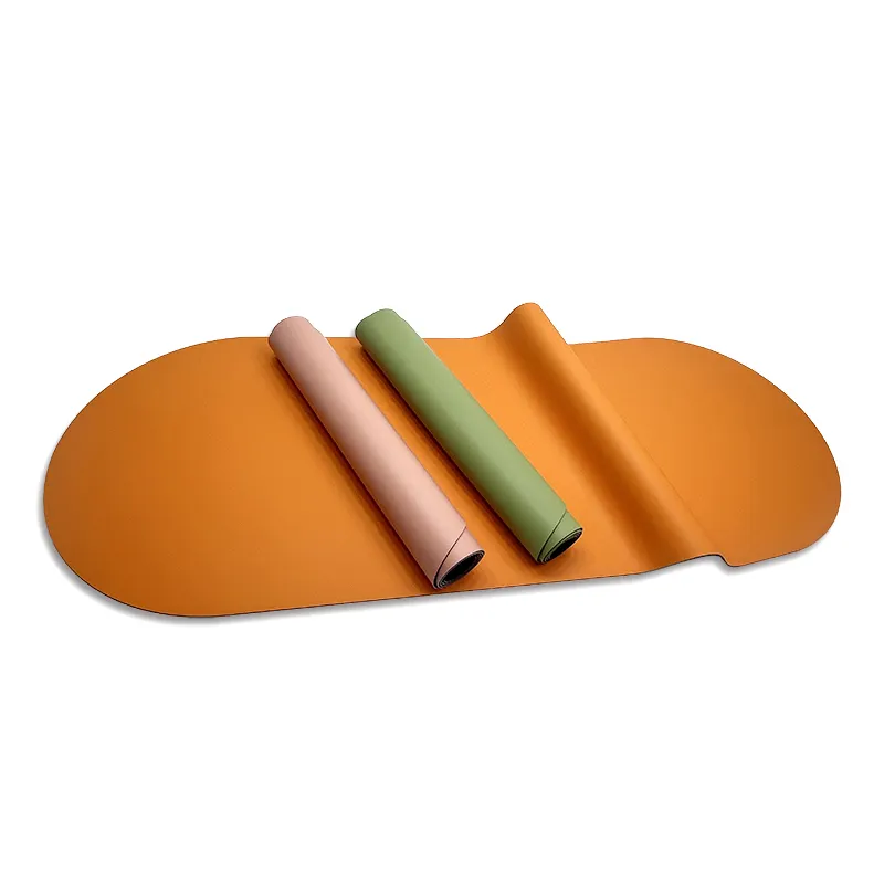 Tapis de yoga en PU collant vert nude orange 2023 avec logo personnalisé, arc en caoutchouc PU de 4mm 5mm ovale arrondi tapis de yoga de qualité supérieure de forme personnalisée