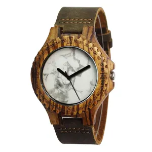 Imitate marble stone dial relogio masculino wooden watches custom timepieces uhr men