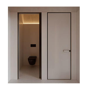 Puerta Oculta de Madera sin Marco, Diseño Personalizado, Moderna, Impermeable, Insonorizada, Acabado Interior para Baño, Apartamento, Hotel - Product Image 1