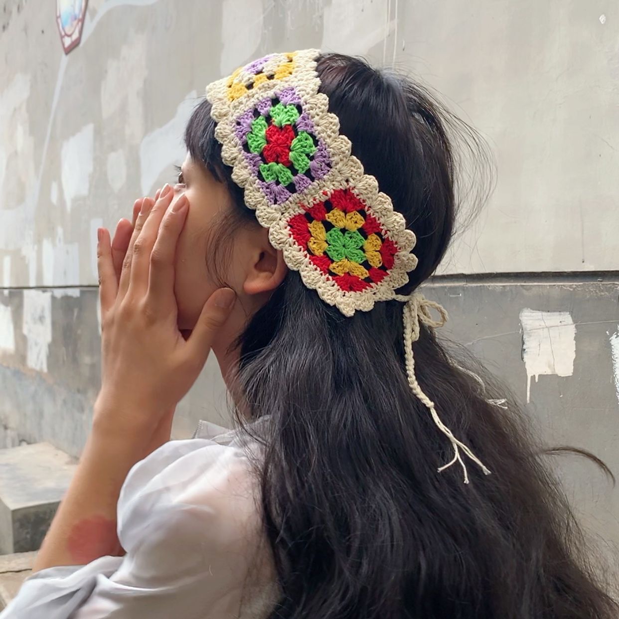 【日本入手困難】プラダ Crochet headband ヘアアクセサリー White Crochet headband | PRADA