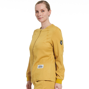 Enfermera Ropa DE TRABAJO Hospital Salón de belleza Señoras Scrub Suit Chaqueta con cremallera frontal Tops Moda Mujer <span class=keywords><strong>Manga</strong></span> larga Conjuntos de uniformes médicos - Product Image 2